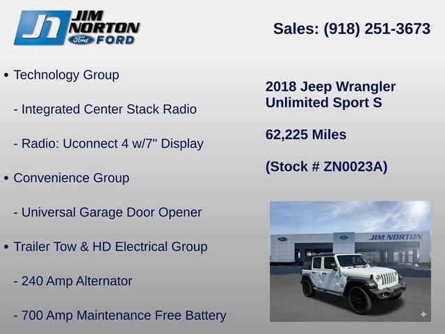 2018 Jeep Wrangler Unlimited Sport S