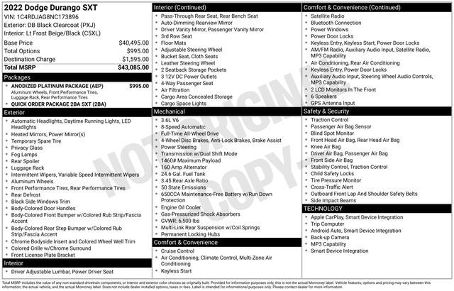 2022 Dodge Durango SXT
