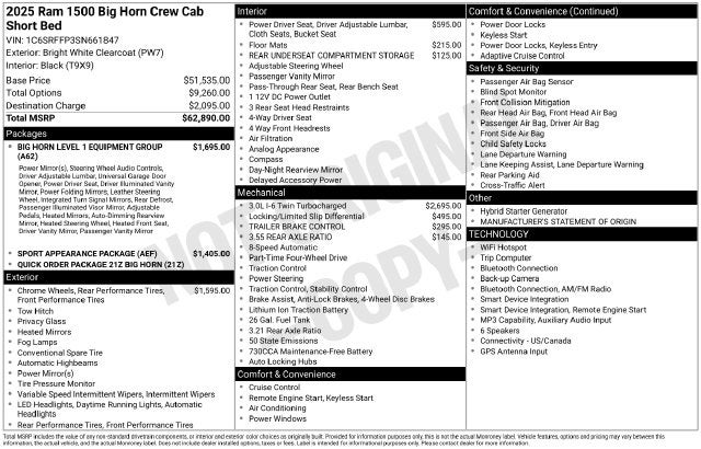 2025 RAM 1500 Big Horn/Lone Star