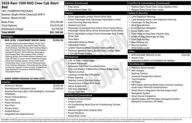2026 RAM 1500 RHO