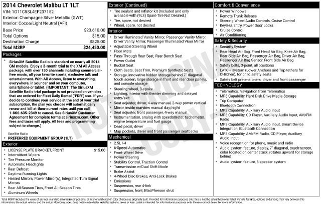 2014 Chevrolet Malibu LT 1LT