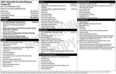 2021 Chevrolet Corvette Stingray 2LT