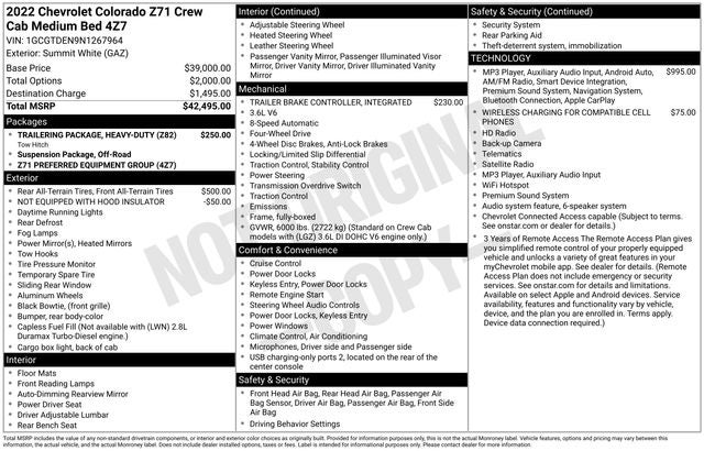 2022 Chevrolet Colorado Z71