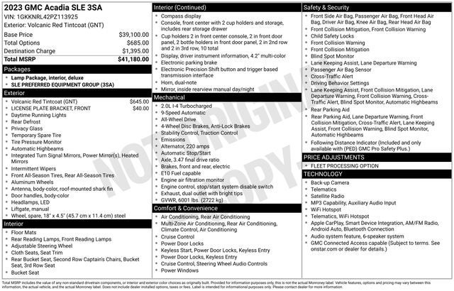 2023 GMC Acadia SLE