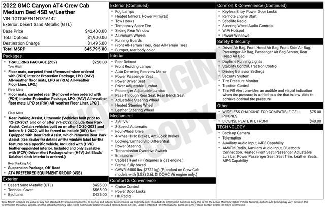2022 GMC Canyon AT4 w/Leather