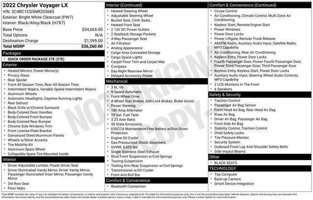 2022 Chrysler Voyager LX
