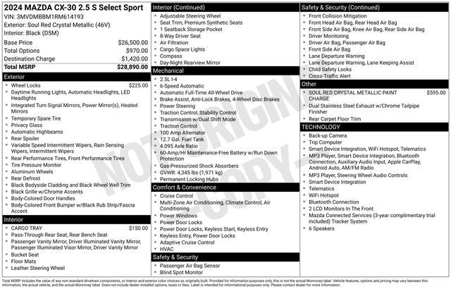 2024 Mazda Mazda CX-30 2.5 S Select Sport
