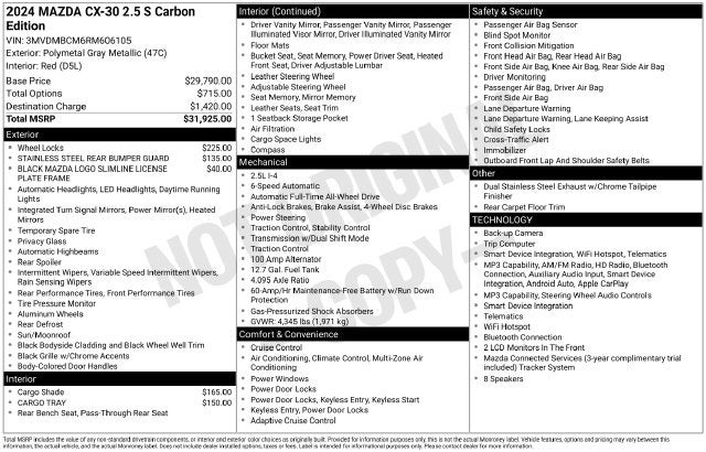 2024 Mazda Mazda CX-30 2.5 S Carbon Edition