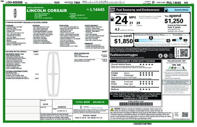 2023 Lincoln Corsair Standard