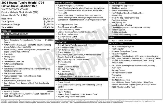 2024 Toyota Tundra Hybrid 1794 Edition