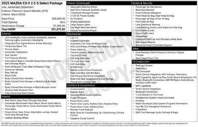 2025 Mazda Mazda CX-5 2.5 S Select Package