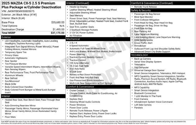 2025 Mazda Mazda CX-5 2.5 S Premium Plus Package