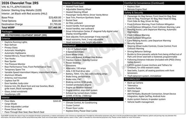2026 Chevrolet Trax 2RS